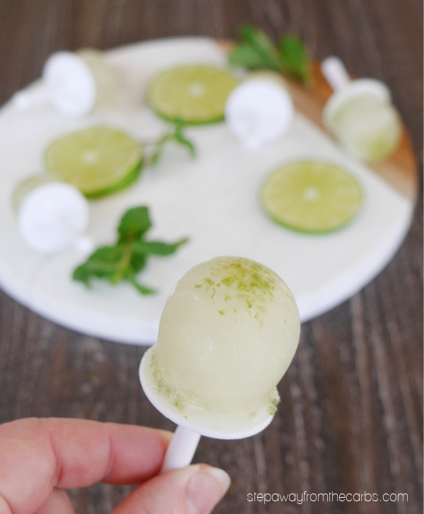 Low Carb Mint and Lime Pops - a super refreshing recipe treat that is keto-friendly and sugar free