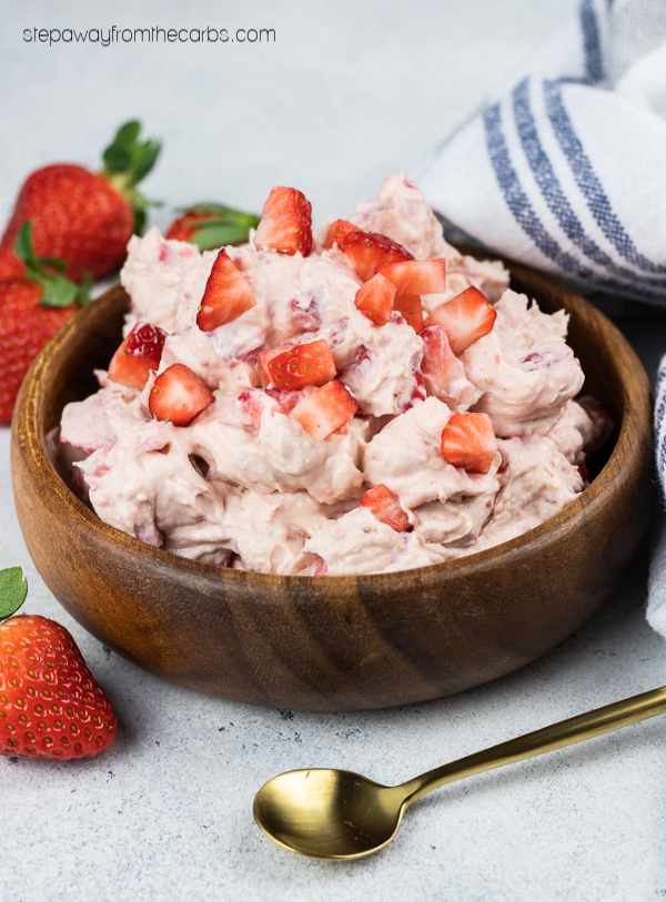 Strawberry Cheesecake Salad - low carb, LCHF, keto, and sugar free dessert recipe