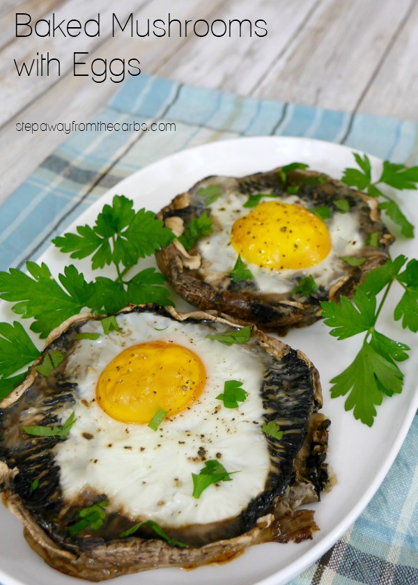 Baked Mushrooms with Eggs - easy low carb and keto breakfast or brunch recipe
