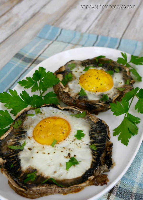 Baked Mushrooms with Eggs - easy low carb and keto breakfast or brunch recipe
