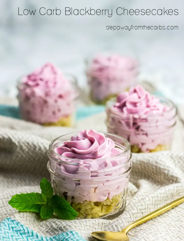 Low Carb Individual Blackberry Cheesecakes - a no bake, low carb, lchf, keto, sugar free recipe Low Carb Individual Blackberry Cheesecakes - a no bake, low carb, lchf, keto, sugar free recipe