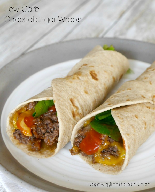 Low Carb Cheeseburger Wraps - a delicious burger without the bun!
