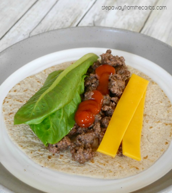 Low Carb Cheeseburger Wraps - a delicious burger without the bun!