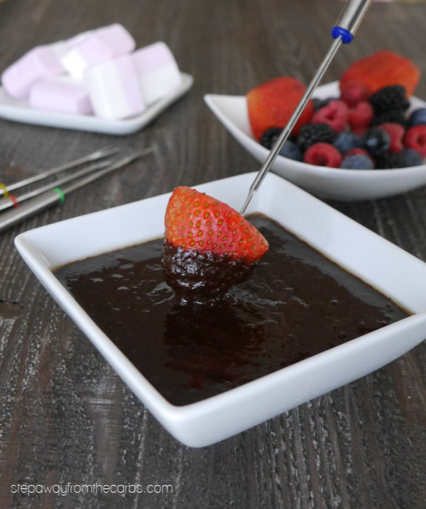 Low Carb Chocolate Fondue - a sugar free dessert recipe made in the slow cooker!