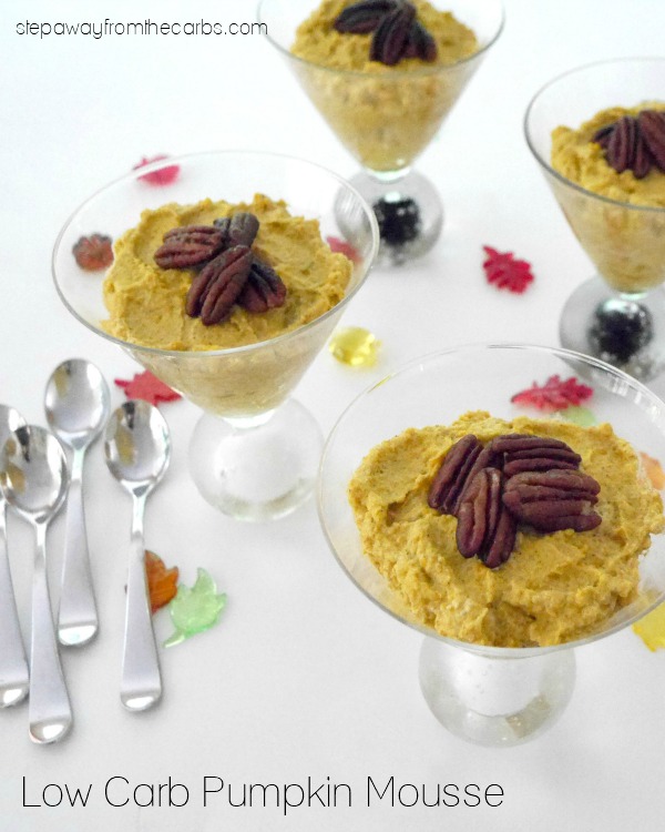 Low Carb Pumpkin Mousse with Caramelized Pecans - sugar free and gluten free recipe