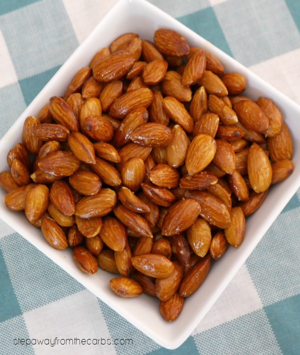 Low Carb Buffalo Almonds - a spicy snack recipe made in the slow cooker or Instant Pot