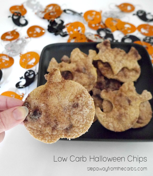 Low Carb Halloween Chips - a fun sugar free and keto cinnamon snack!