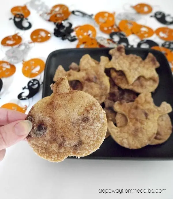 Low Carb Halloween Chips - a fun sugar free and low carb cinnamon snack!