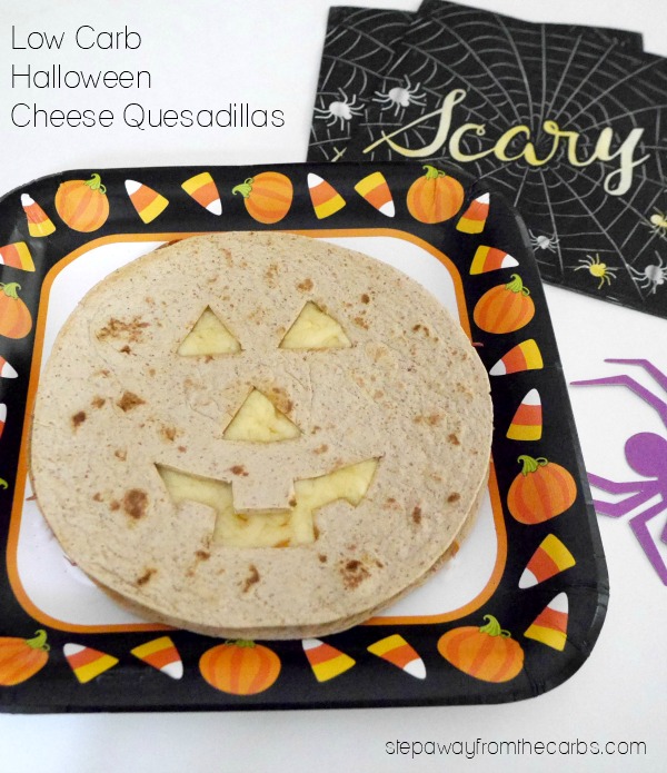 Low Carb Halloween Cheese Quesadillas - a fun jack o-lantern recipe for everyone to enjoy!