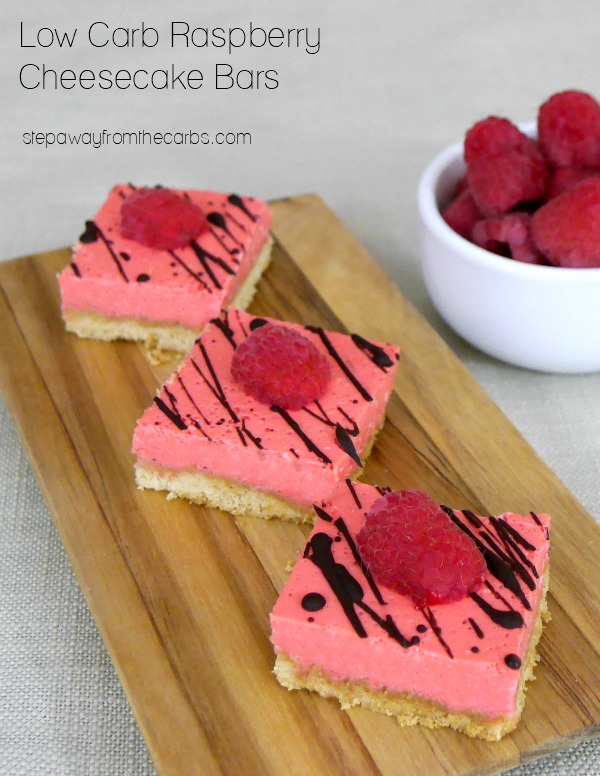 Low Carb Raspberry Cheesecake Bars - sugar free and gluten free recipe