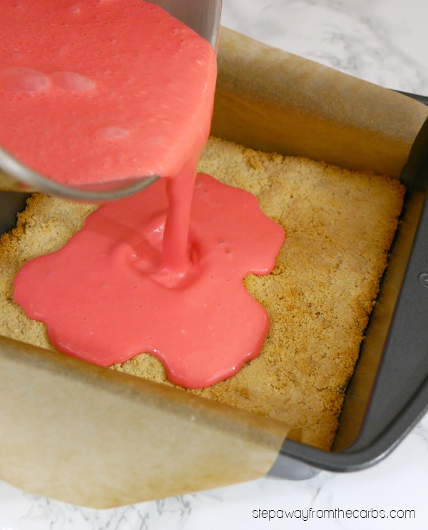Low Carb Raspberry Cheesecake Bars - sugar free and gluten free recipe
