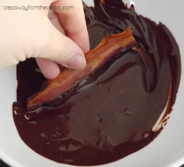 Low Carb Chocolate Dipped Bacon - a sweet and salty snack