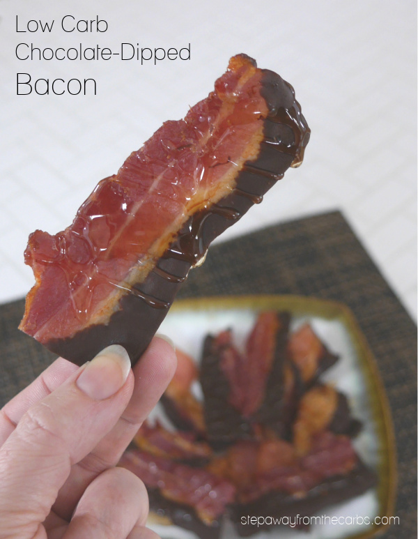 Low Carb Chocolate Dipped Bacon - a sweet and salty sugar free snack 