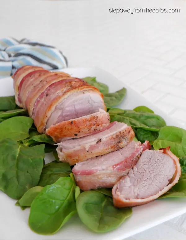 Bacon-Wrapped Pork Tenderloin - a delicious recipe that is very low in carbohydrates!