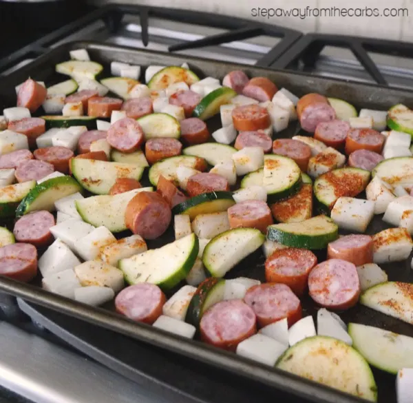 One Pan Sausage and Shrimp - an easy low carb and keto recipe with tons of flavor!
