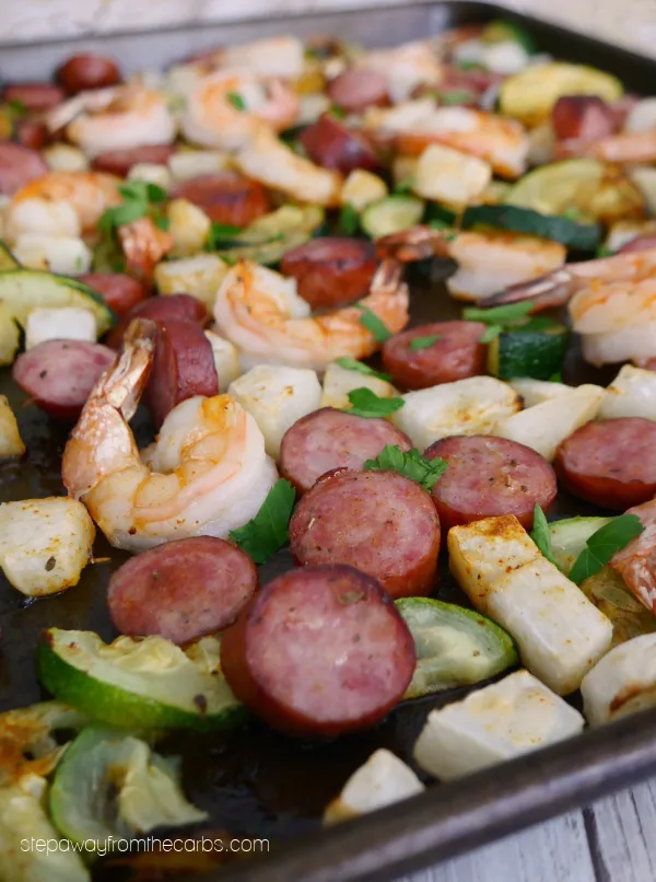 One Pan Sausage and Shrimp - an easy low carb and keto recipe with tons of flavor!