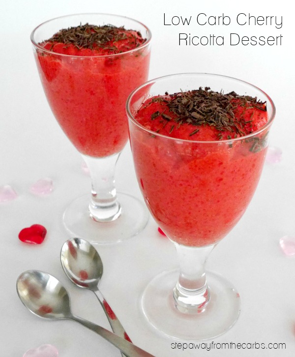 Low Carb Cherry Ricotta Dessert - sugar free recipe made from Jello and ricotta