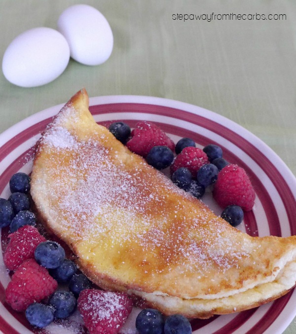 Low Carb Dessert Omelet - light and fluffy sugar free dessert for just 1g net carb per serving (plus fruit)