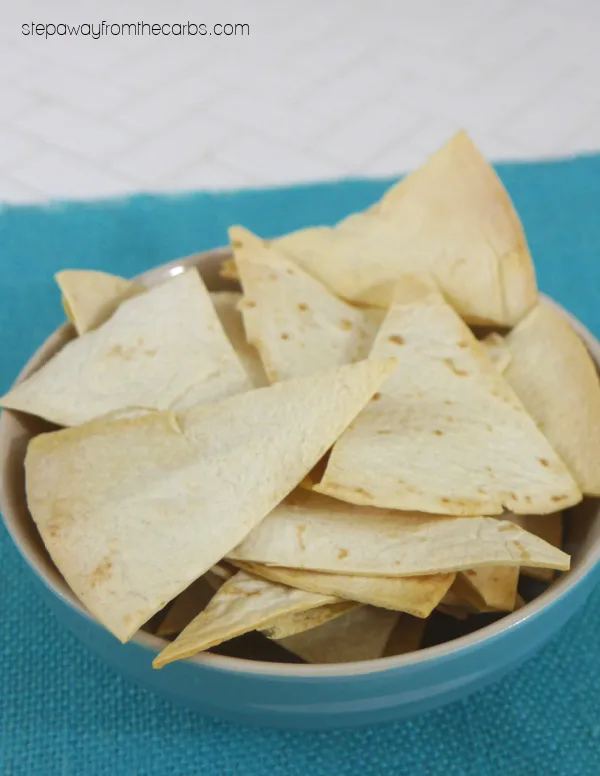 Low Carb Tortilla Chips - a super easy recipe that is perfect for snacking, dipping, and more!