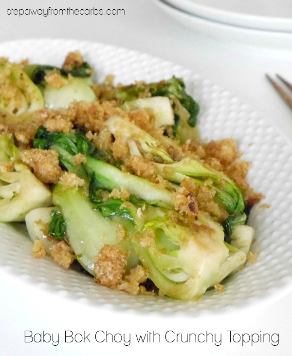 Baby Bok Choy with Crunchy Topping - an easy low carb side dish recipe