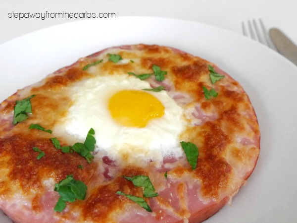 Ham Steak with Egg - a fun low carb breakfast where the egg is cooked inside the ham!