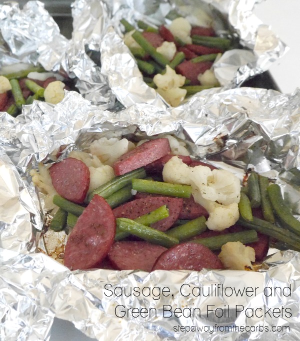 Sausage, Cauliflower and Green Bean Foil Packets - easy low carb recipe