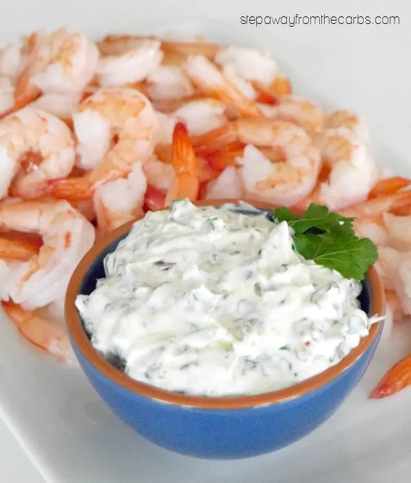 Shrimp with Bacon Herb Dip - easy low carb appetizer recipe