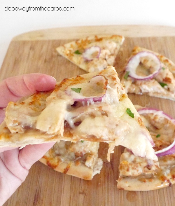 Low Carb BBQ Chicken Pizza - less than 9g net carbs for the whole pizza!