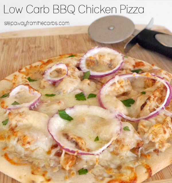 Low Carb BBQ Chicken Pizza - less than 9g net carbs for the whole pizza!