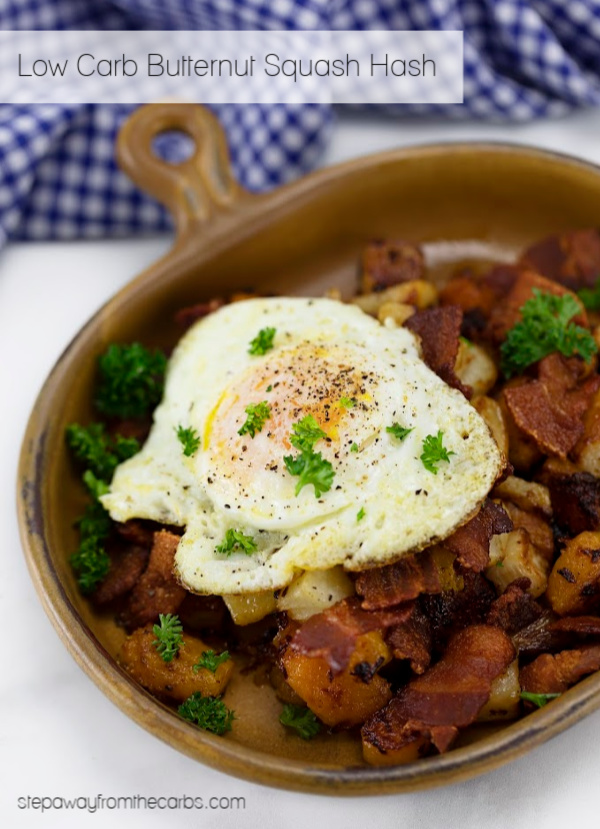 Low Carb Butternut Squash Hash - with bacon and a fried egg - perfect for breakfast or brunch!