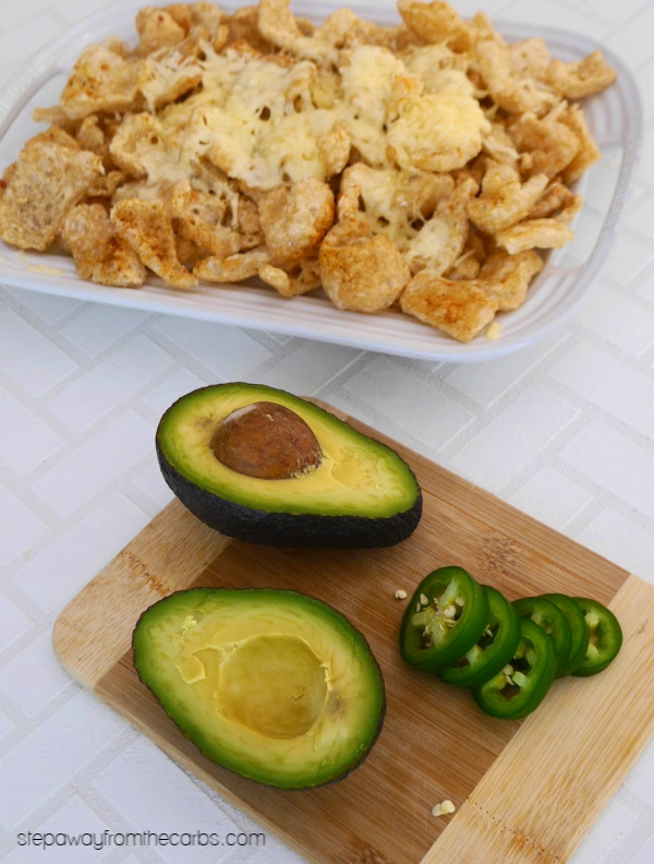 Pork Rind Nachos - the perfect low carb snack or party food! Gluten free and keto friendly recipe.