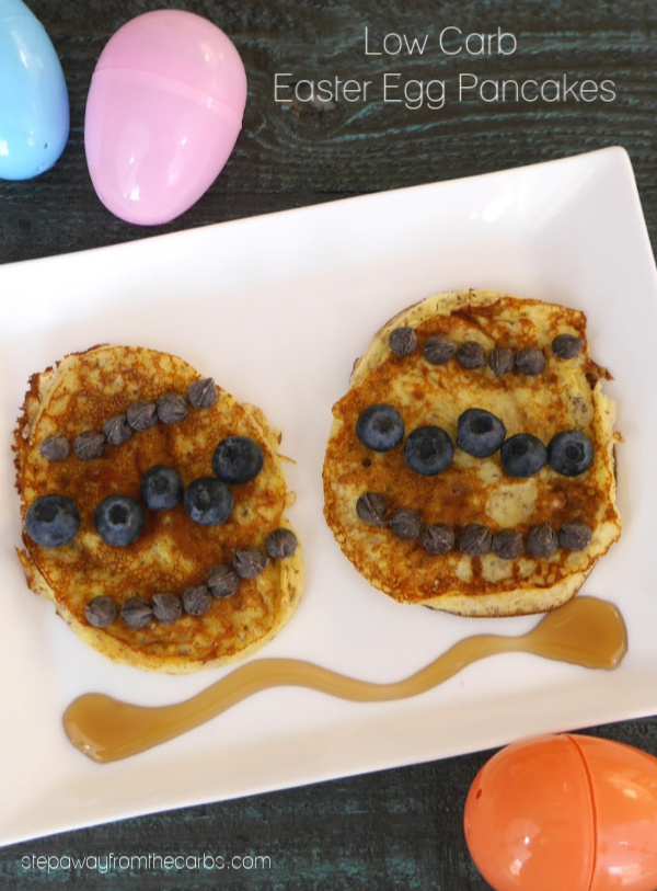 Low Carb Easter Egg Pancakes - a fun idea of breakfast or brunch! Gluten free and sugar free recipe.