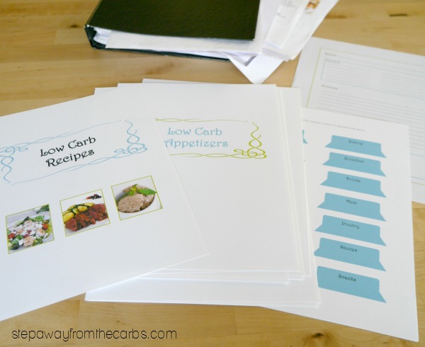 Low Carb Recipe Binder - get your recipes organized with this printable set!