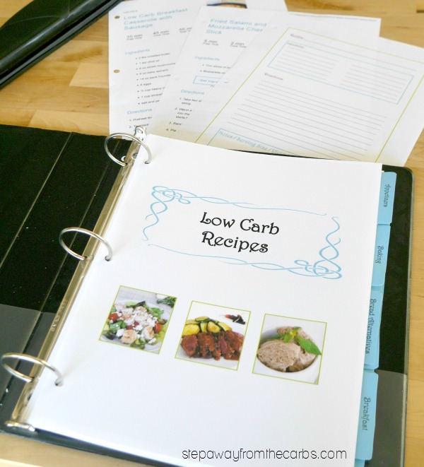 Low Carb Recipe Binder - get your recipes organized with this printable set!