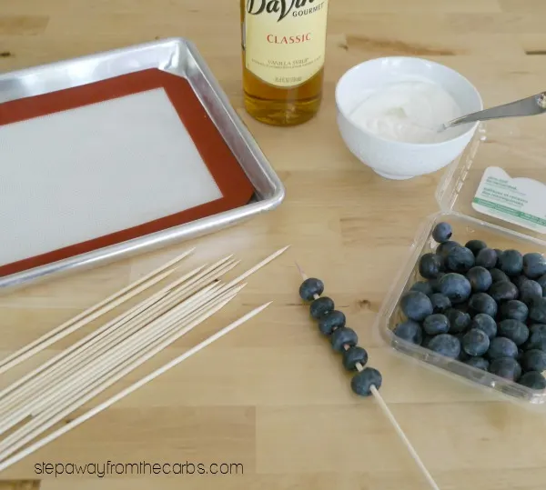 Frozen Blueberry Yogurt Skewers - low carb and sugar free recipe