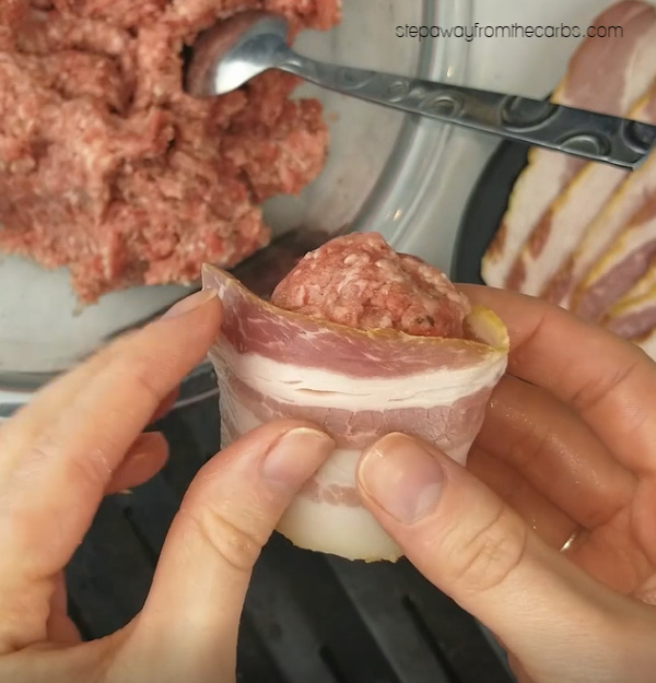 Low Carb Bacon Wrapped Meatballs - perfect for an appetizer or snack. With recipe video tutorial!