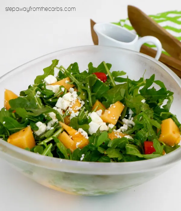 Cantaloupe, Arugula and Feta Salad - a refreshing low carb recipe for the summer!