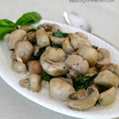 Creamy Mushrooms with Basil - Step Away From The Carbs