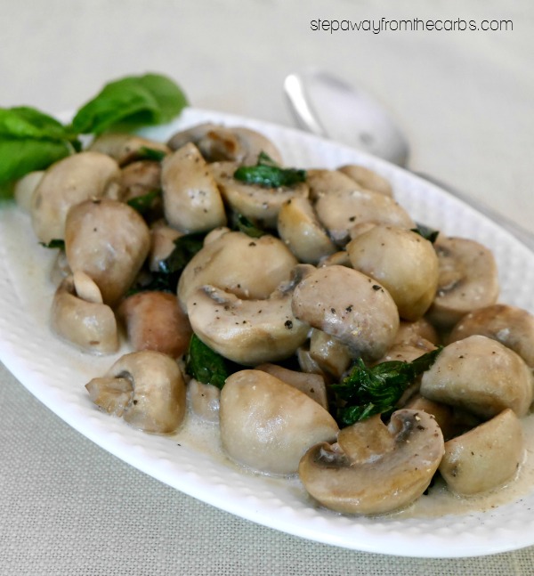 Creamy Mushrooms with Basil - delicious low carb side dish recipe