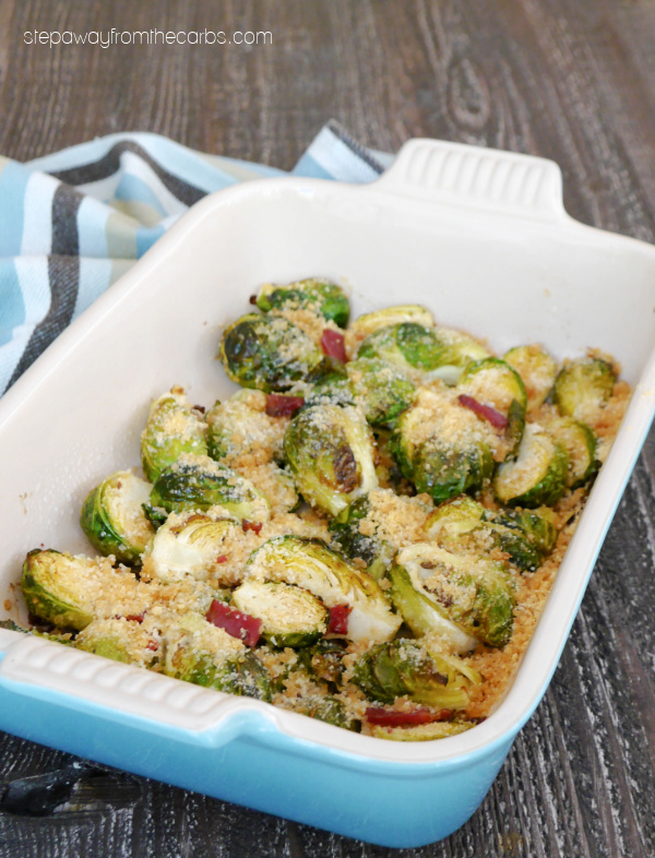 Roasted Brussels Sprouts with Parmesan and Bacon - a delicious low carb side dish recipe