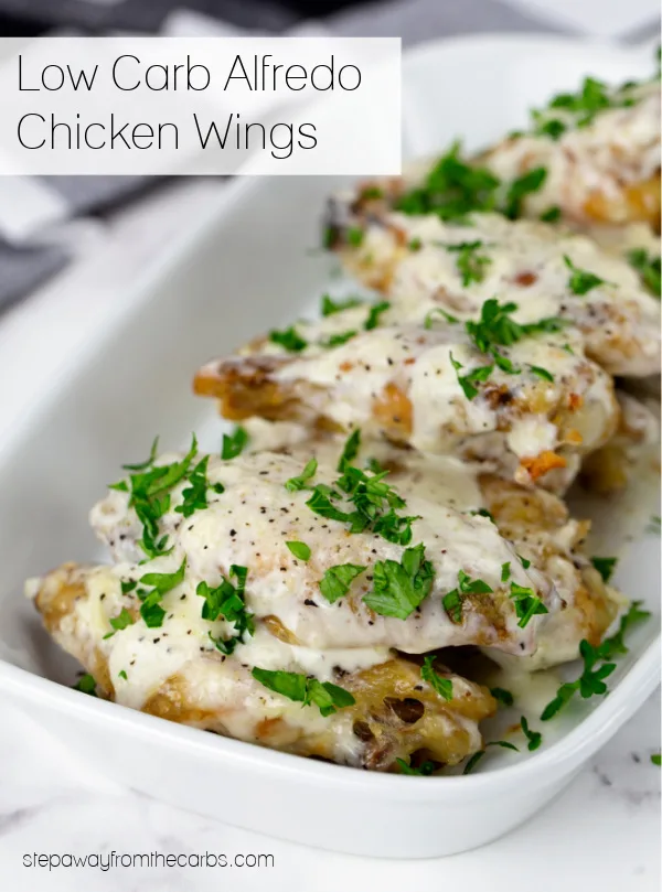 Low Carb Alfredo Chicken Wings - creamy, filling, and low in carbs! With video tutorial.