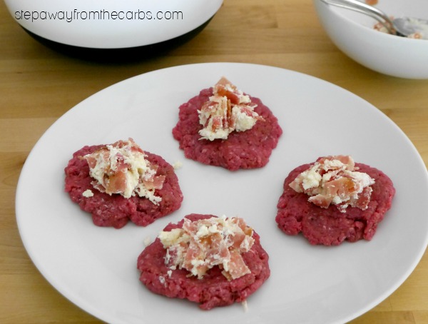 Low Carb Bacon Stuffed Burgers - including a review of low carb burger buns!