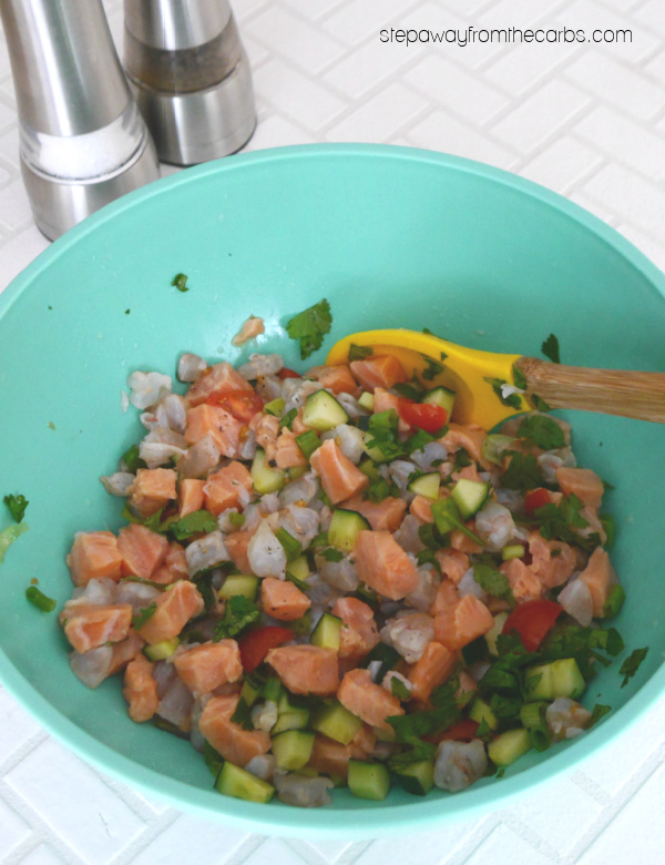 Low Carb Shrimp and Salmon Ceviche - a light, refreshing, and healthy appetizer recipe