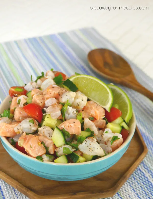 Low Carb Shrimp and Salmon Ceviche - a light, refreshing, and healthy appetizer recipe