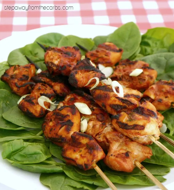 Marinated Chicken Skewers - a low carb recipe perfect for grilling!