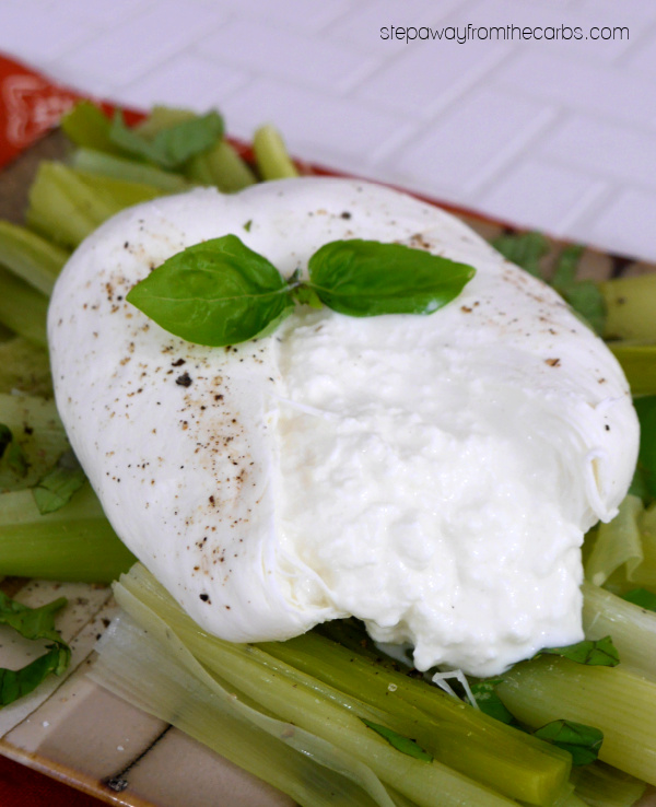 Steamed Leeks with Burrata - a low carb side dish or appetizer recipe