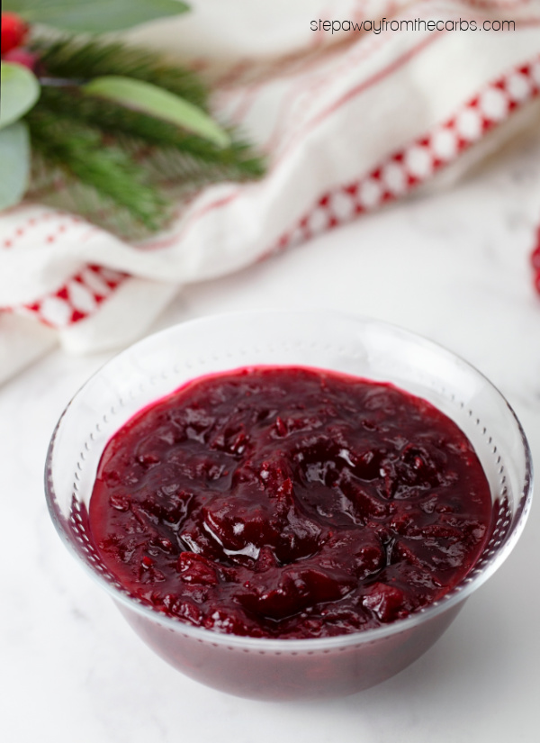 Low Carb Cranberry Sauce - a keto and sugar free condiment for Thanksgiving or Christmas!