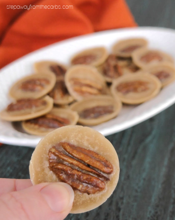 Low Carb Pecan Caramel Bites - buttery and crunchy sugar free treats!