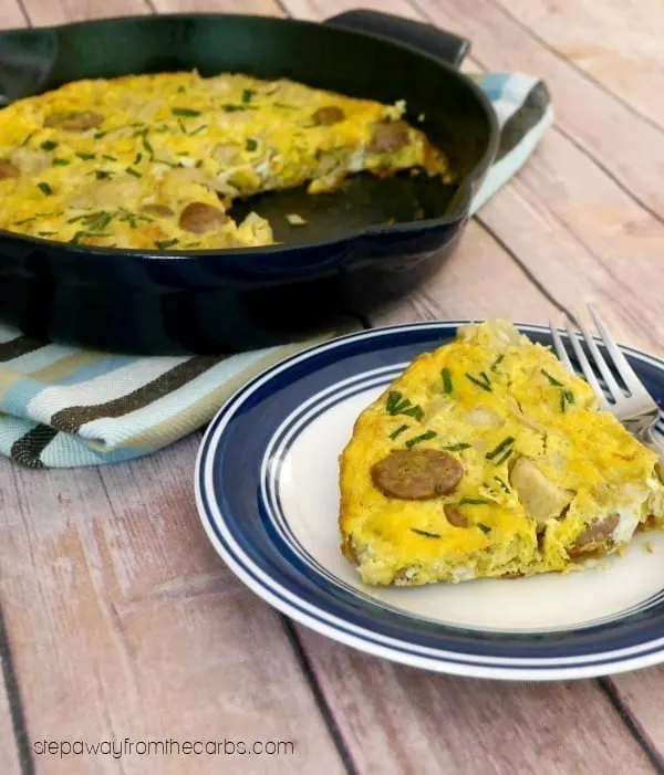 Low Carb Sausage and Artichoke Frittata - perfect for breakfast or lunch! Keto, paleo, dairy-free.