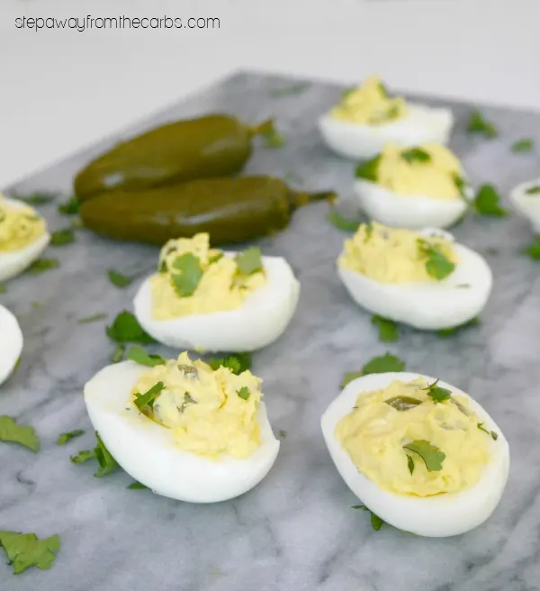 Jalapeño Popper Deviled Eggs - a spicy low carb and keto party or appetizer recipe